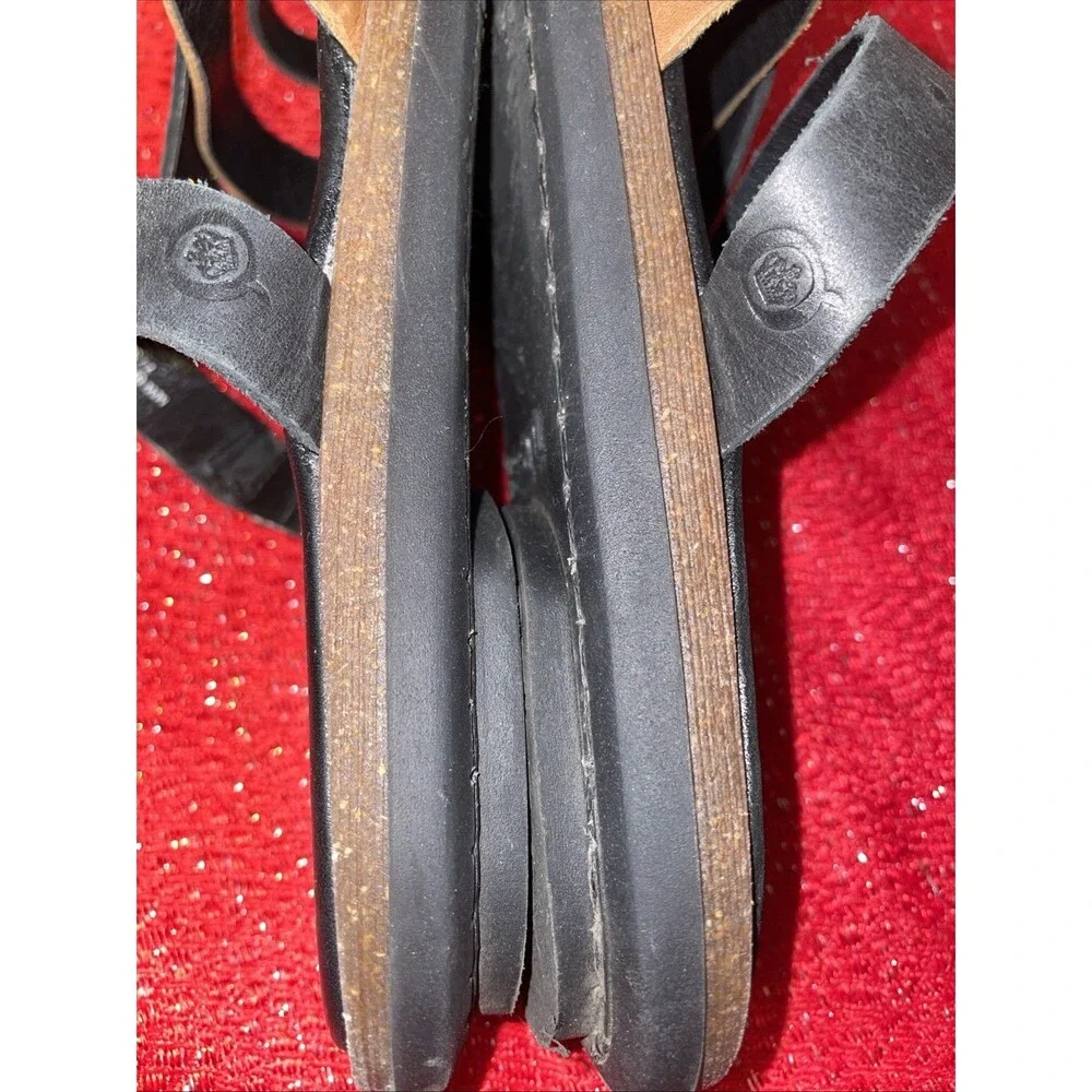 Born Cetina Sandals Womens Size 7 Shoes Black Brown Leather Slip On Thong Toe